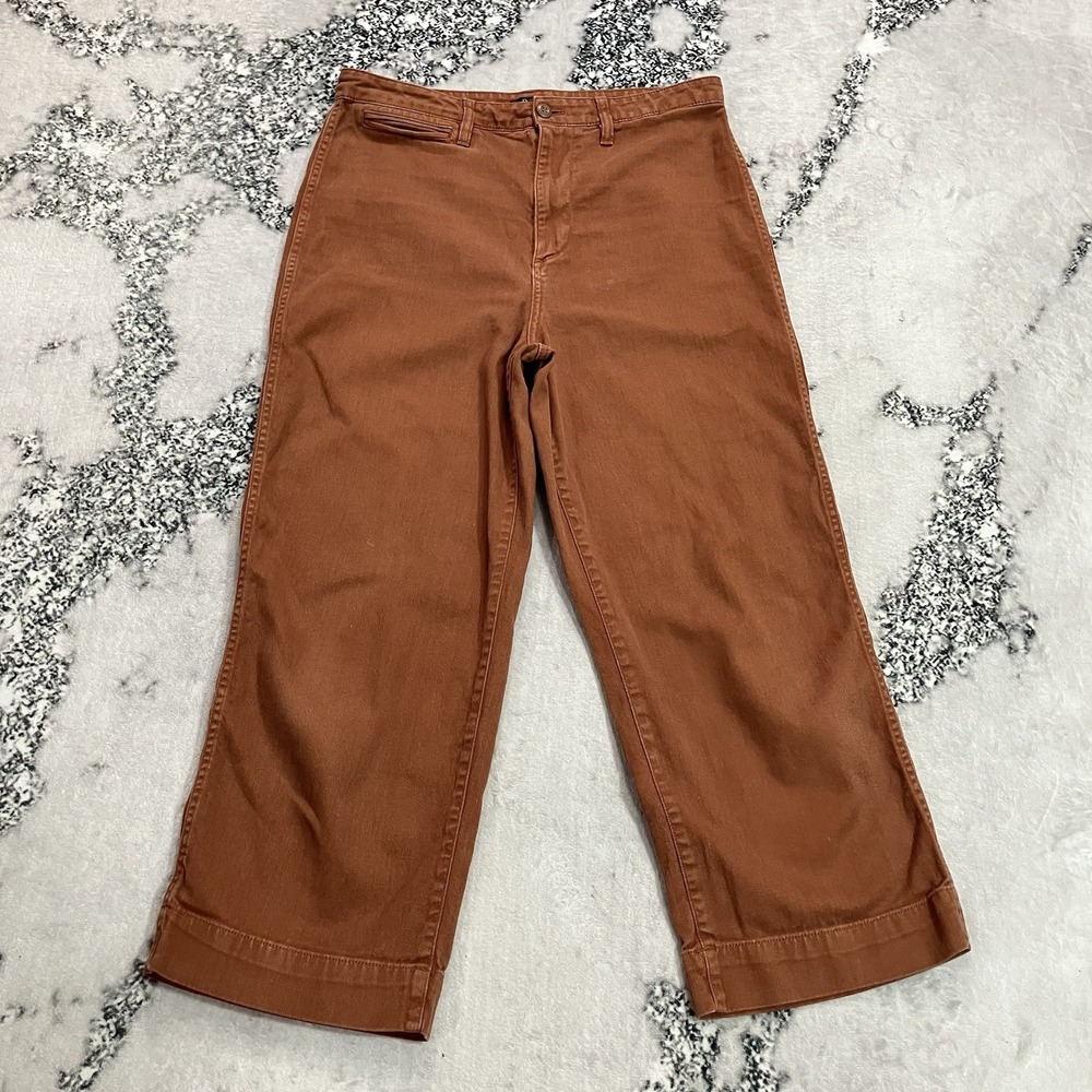 Quince Pants Women's Size 31 Organic Cotton Wide Leg Crop Rust Brown